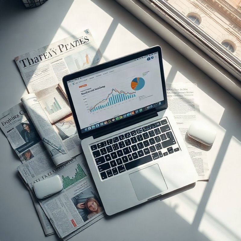 Composición editorial de periódicos y gráficos económicos